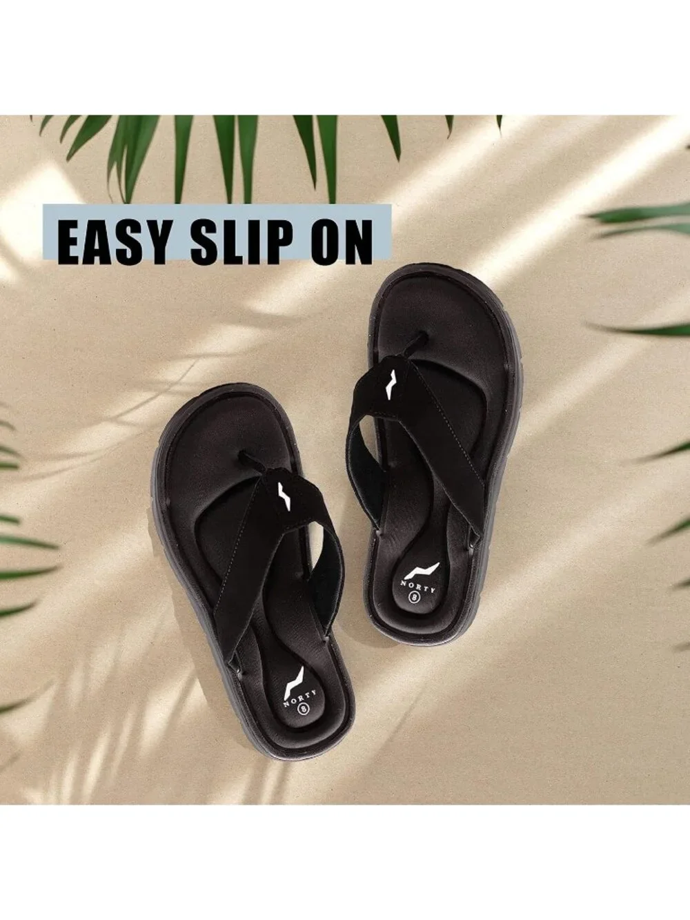 Men's Black Flip Flop Memory Foam Foot Bed Comfort Casual Sandal Slip On Shoes
